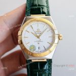New! Omega Constellation Gent's Watches Green Leahter Strap